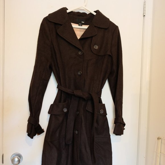 H&M Long Brown Peacoat with Light Pink Liner - Picture 4 of 11